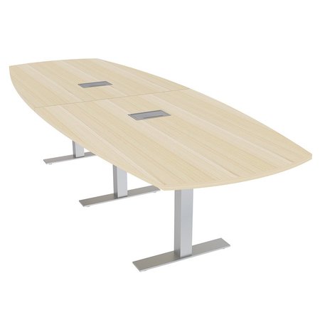 SKUTCHI DESIGNS 12Ft Modular Arc Boat Conference Table with Data And Electric, 12 Person Table, Maple HAR-ABOT-46X143-T-ELEC-XD08